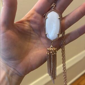 Kendra Scott Rayne Long Necklace rose gold white stone